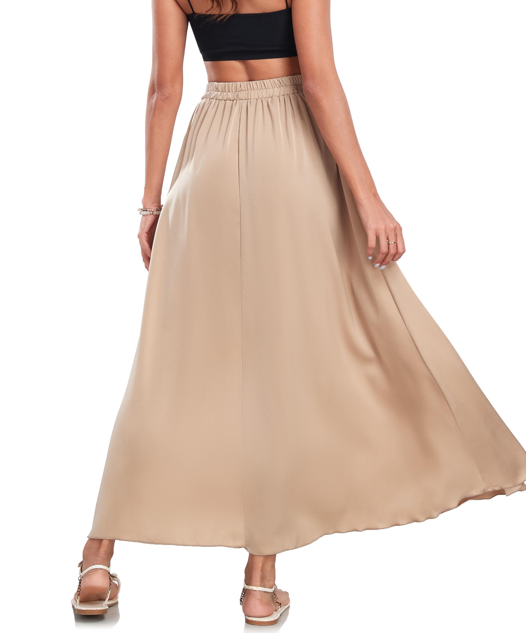 VintageClothing Long Skirts for Women Leopard Print Flowy Summer Flared A Line Maxi Skirts Elastic Waisted Trendy Dress - Image 3