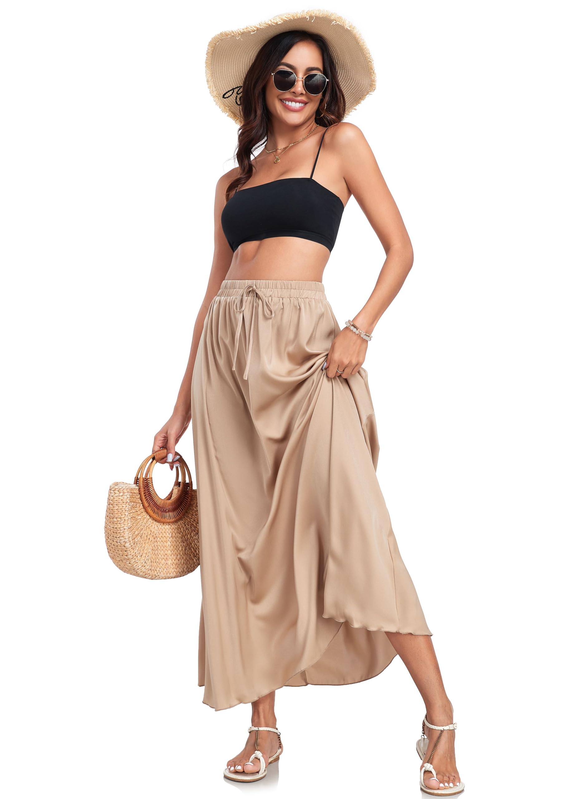 VintageClothing Long Skirts for Women Leopard Print Flowy Summer Flared A Line Maxi Skirts Elastic Waisted Trendy Dress - Image 5