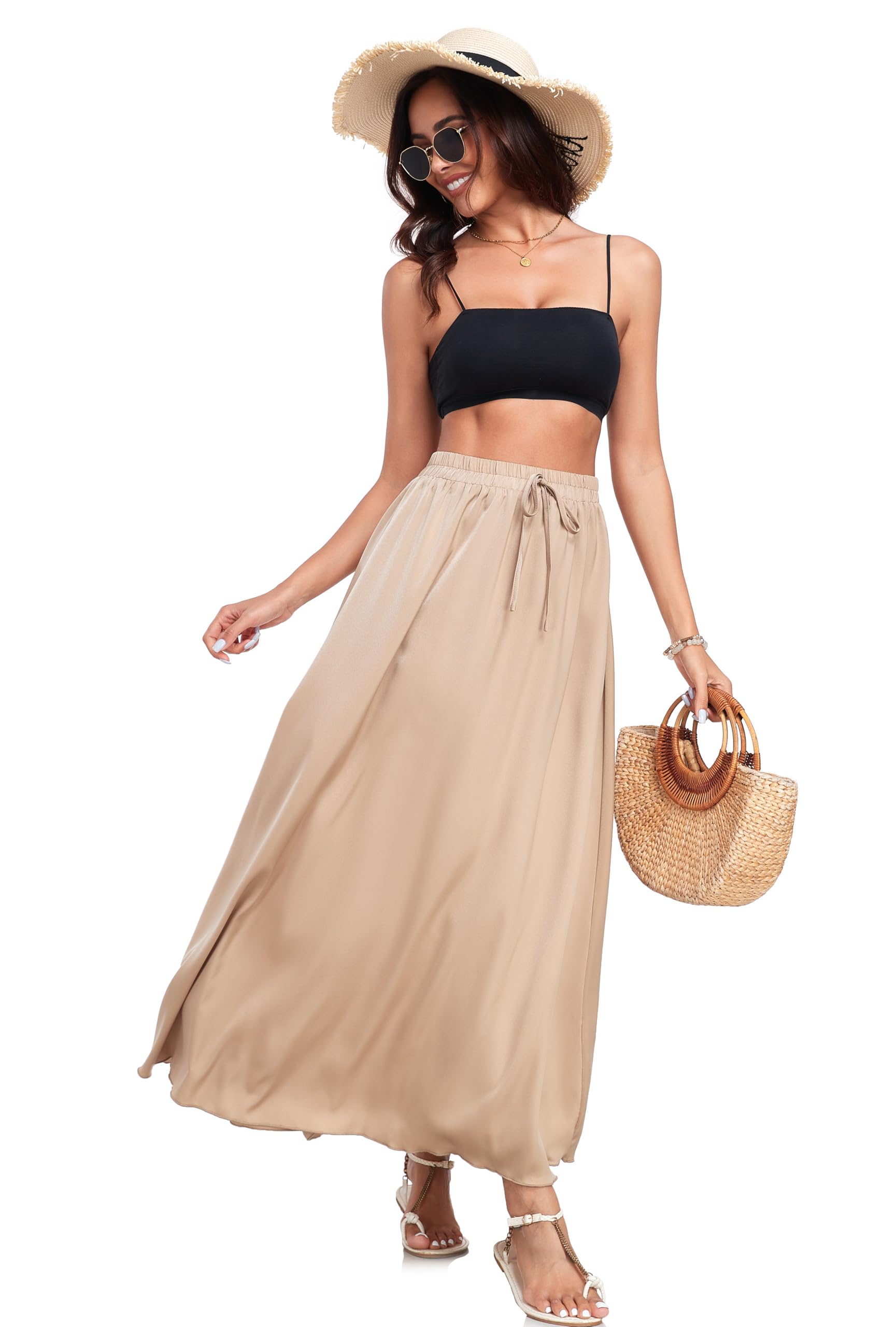 VintageClothing Long Skirts for Women Leopard Print Flowy Summer Flared A Line Maxi Skirts Elastic Waisted Trendy Dress - Image 6