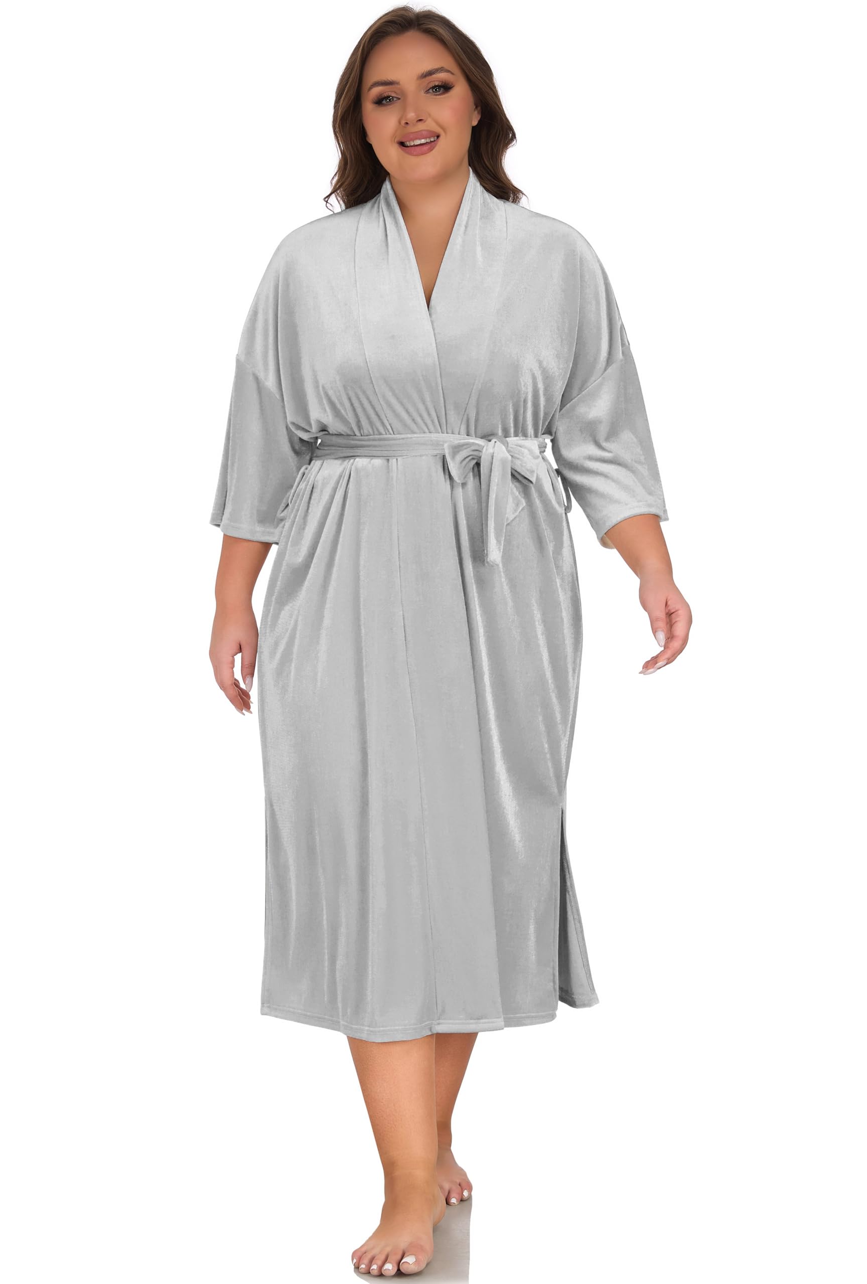 VintageClothing Women Long Robe Plus Size Velvet Kimono Luxury Robes Bathrobe Soft Fuzzy HouseCoat for Women - Image 4