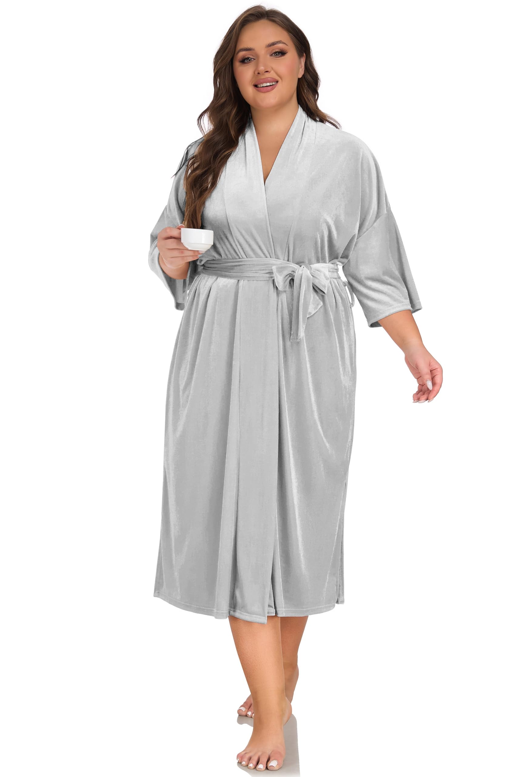 VintageClothing Women Long Robe Plus Size Velvet Kimono Luxury Robes Bathrobe Soft Fuzzy HouseCoat for Women - Image 5