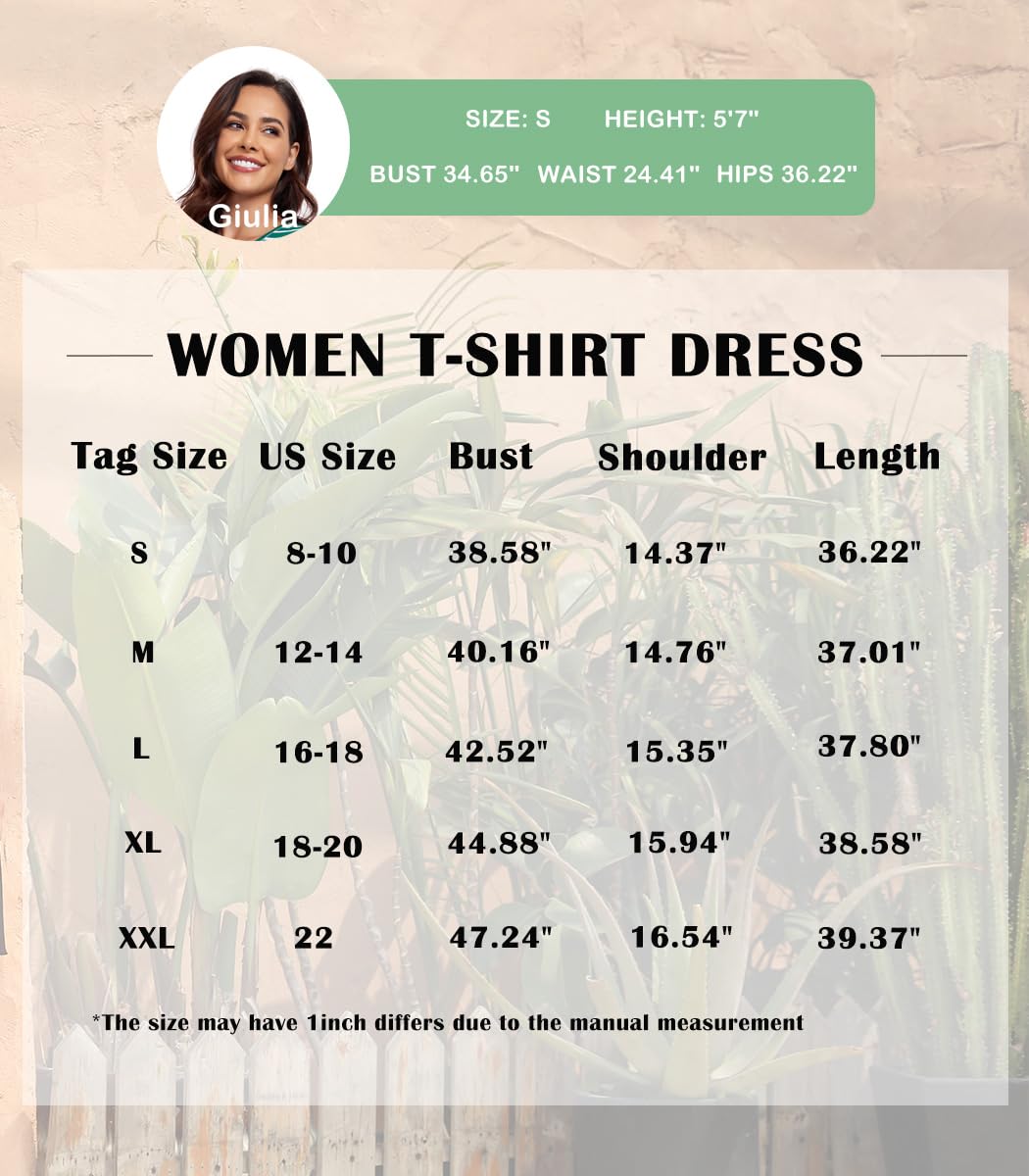 VintageClothing Womens Casual Summer T Shirt Dress Swing Loose Fit Short Sleeve Tunic Dress with Pockets for Women - Image 3