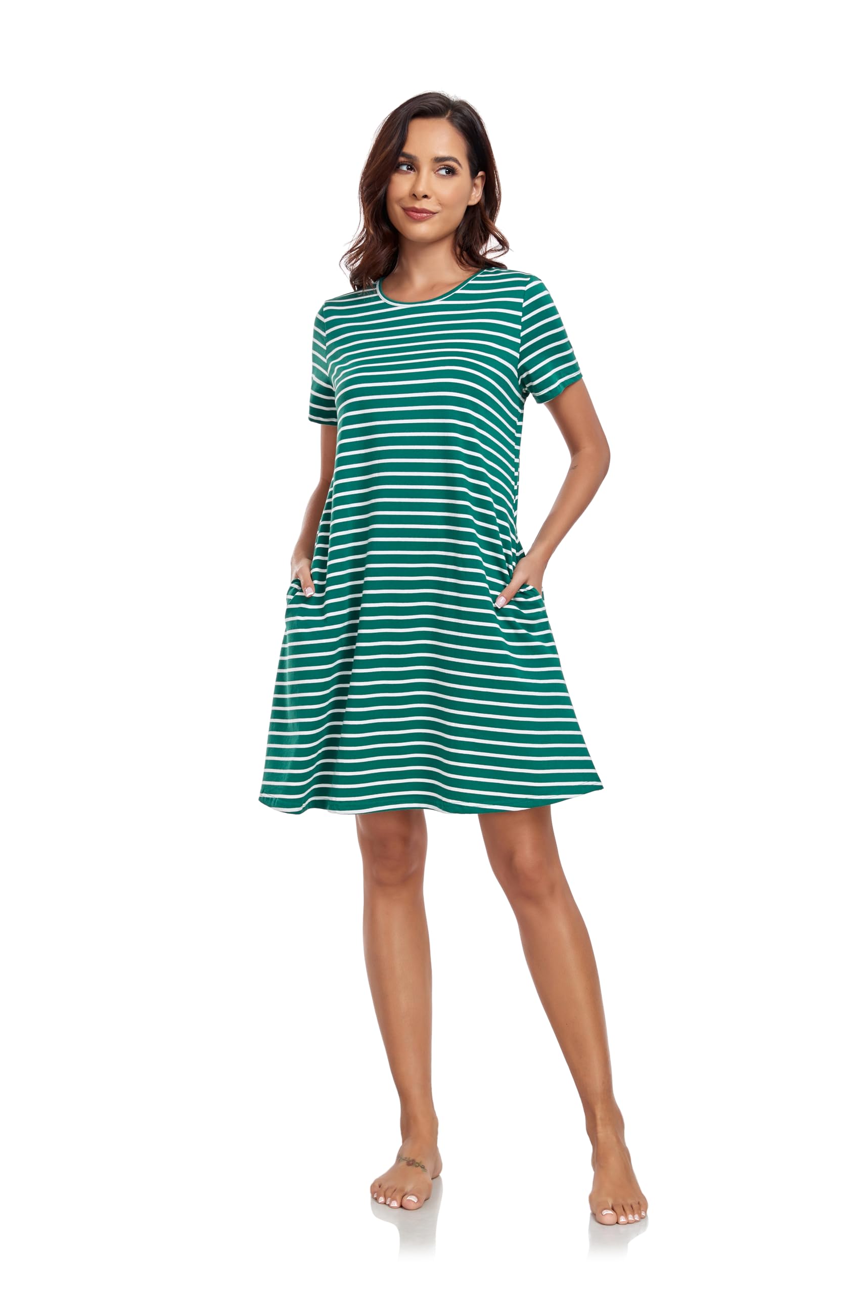 VintageClothing Womens Casual Summer T Shirt Dress Swing Loose Fit Short Sleeve Tunic Dress with Pockets for Women - Image 5