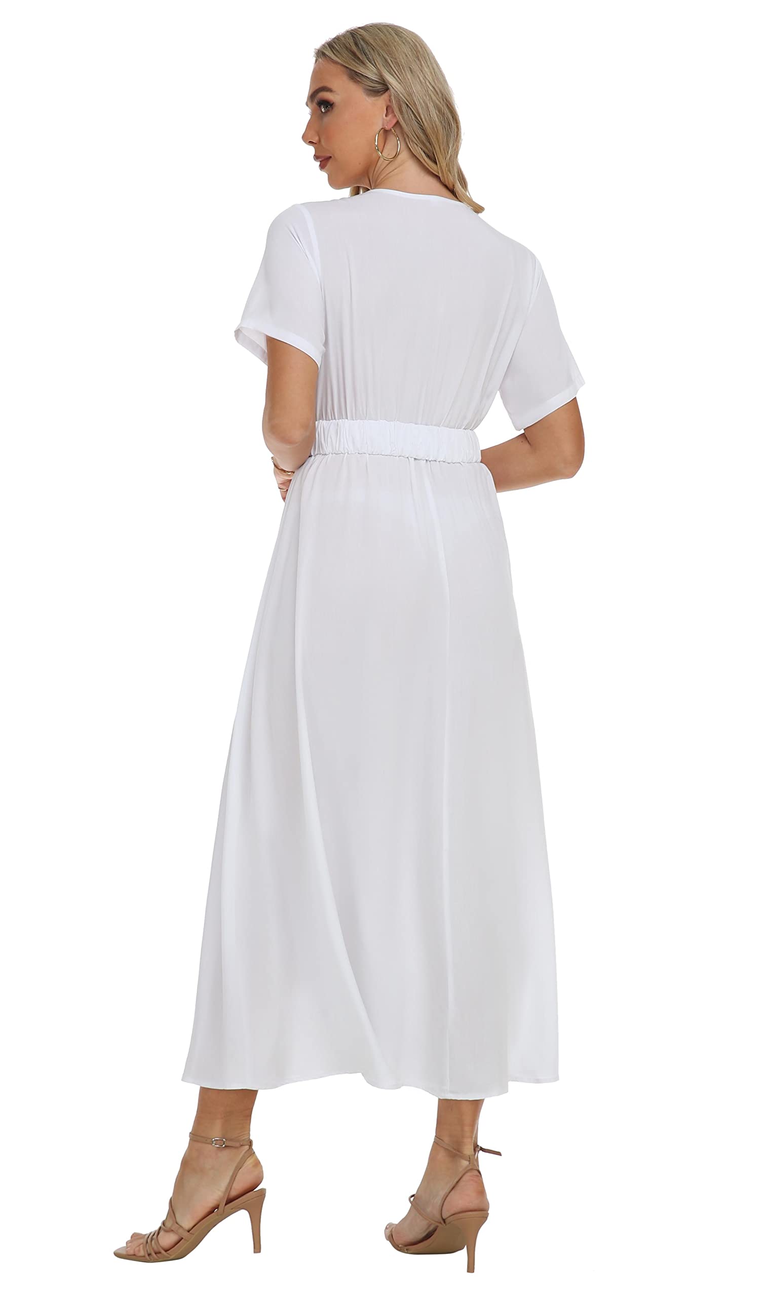 VintageClothing Womens Floral Summer Dresses Wrap V Neck Casual Boho Long Dress Flowy Maxi Beach Wedding Guest Dresses 2024 - Image 3