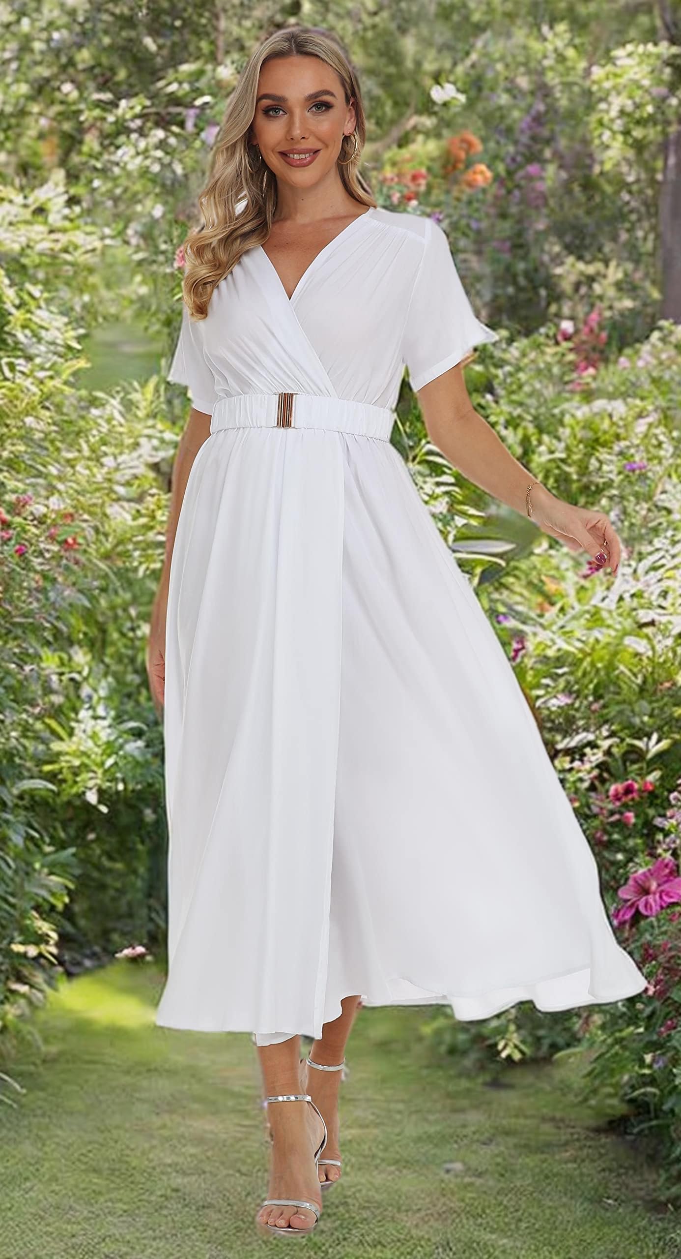 VintageClothing Womens Floral Summer Dresses Wrap V Neck Casual Boho Long Dress Flowy Maxi Beach Wedding Guest Dresses 2024 - Image 6